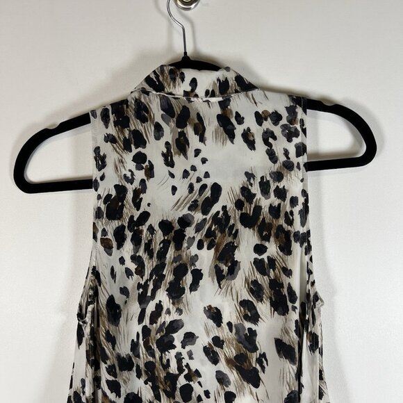 Equipment Femme Women's Silk Crepe Leopard Collared Shirt Sz XS Animal Print - Picture 8 of 9